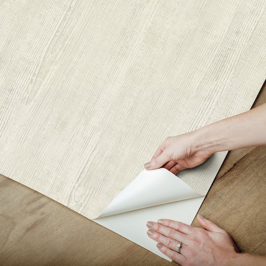 RoomMates Cream Dimensional Natural Wood Peel & Stick Wallpaper